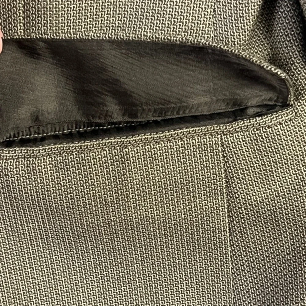 Haggar Collections Blazer 46R Olive Green Wool Sport Coat Textured 2-Button